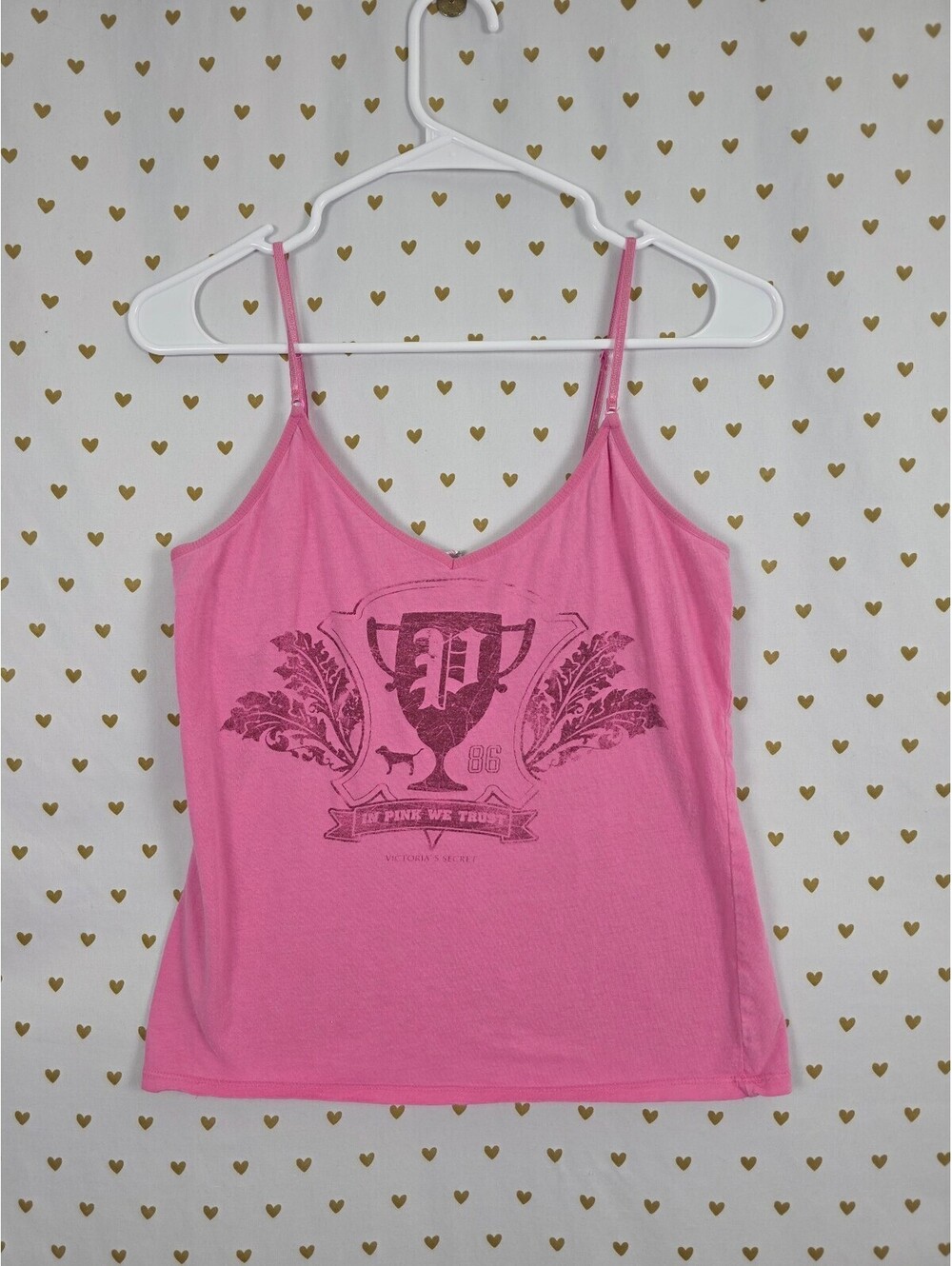 Vintage Y2K Victoria’s Secret PINK In Pink We Trust Trophy Cami Tank Top M